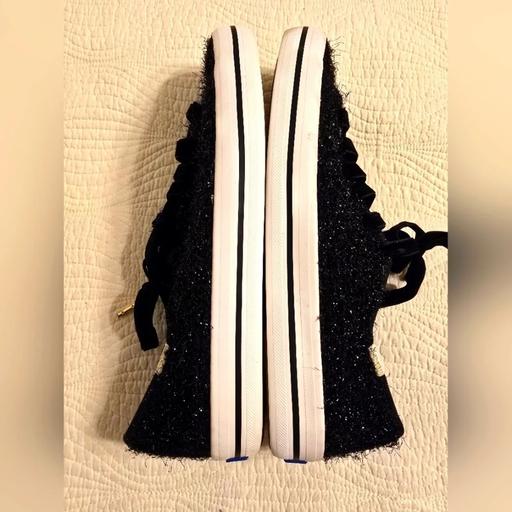 EUC Keds X Kate Spade Limited Edition Ladies Black Kickstart Tinsel Sneakers